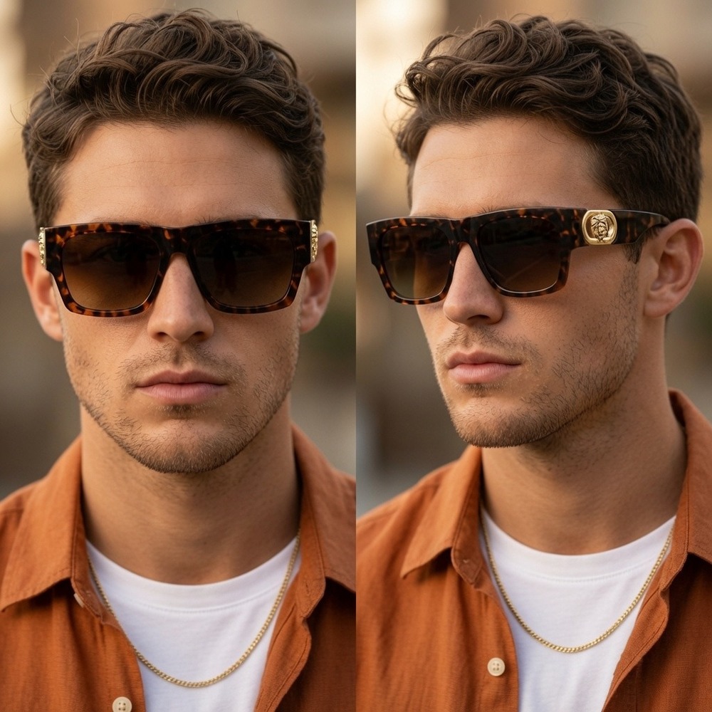 Mens Tortoise Square Sunglasses Perfect For‎ Outdoor Festivals Rectangular UV400